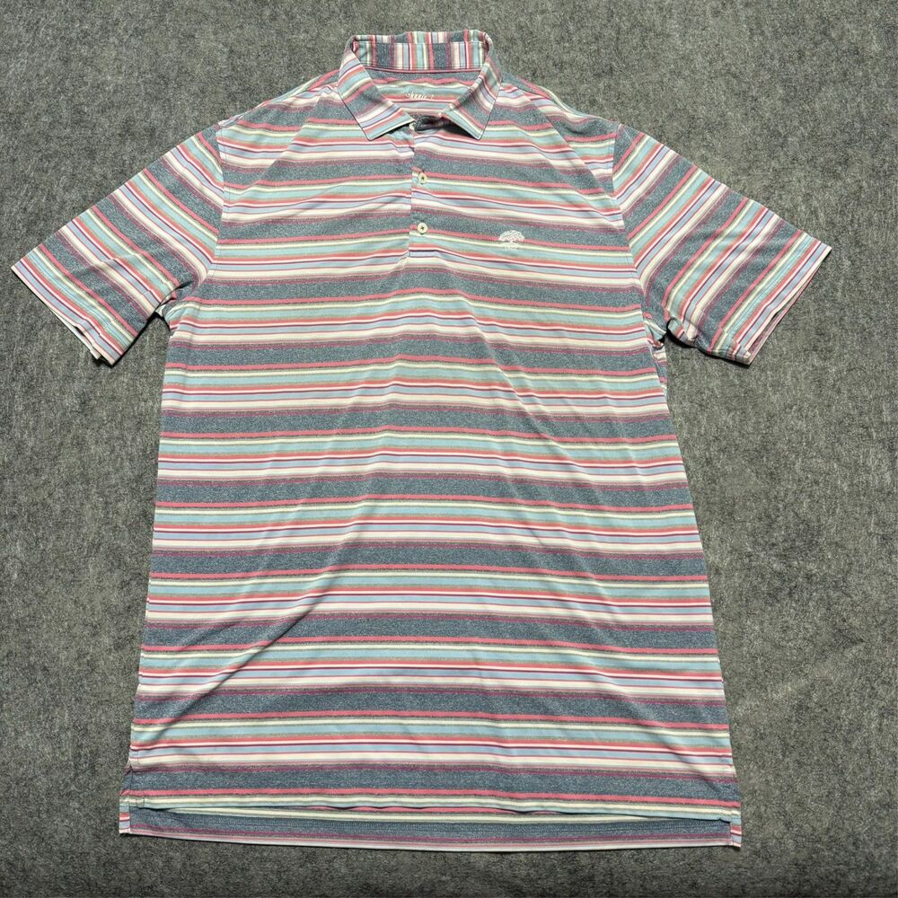 Johnnie O Mens Performance Polo Shirt Size L Multicolor Horizontal Striped